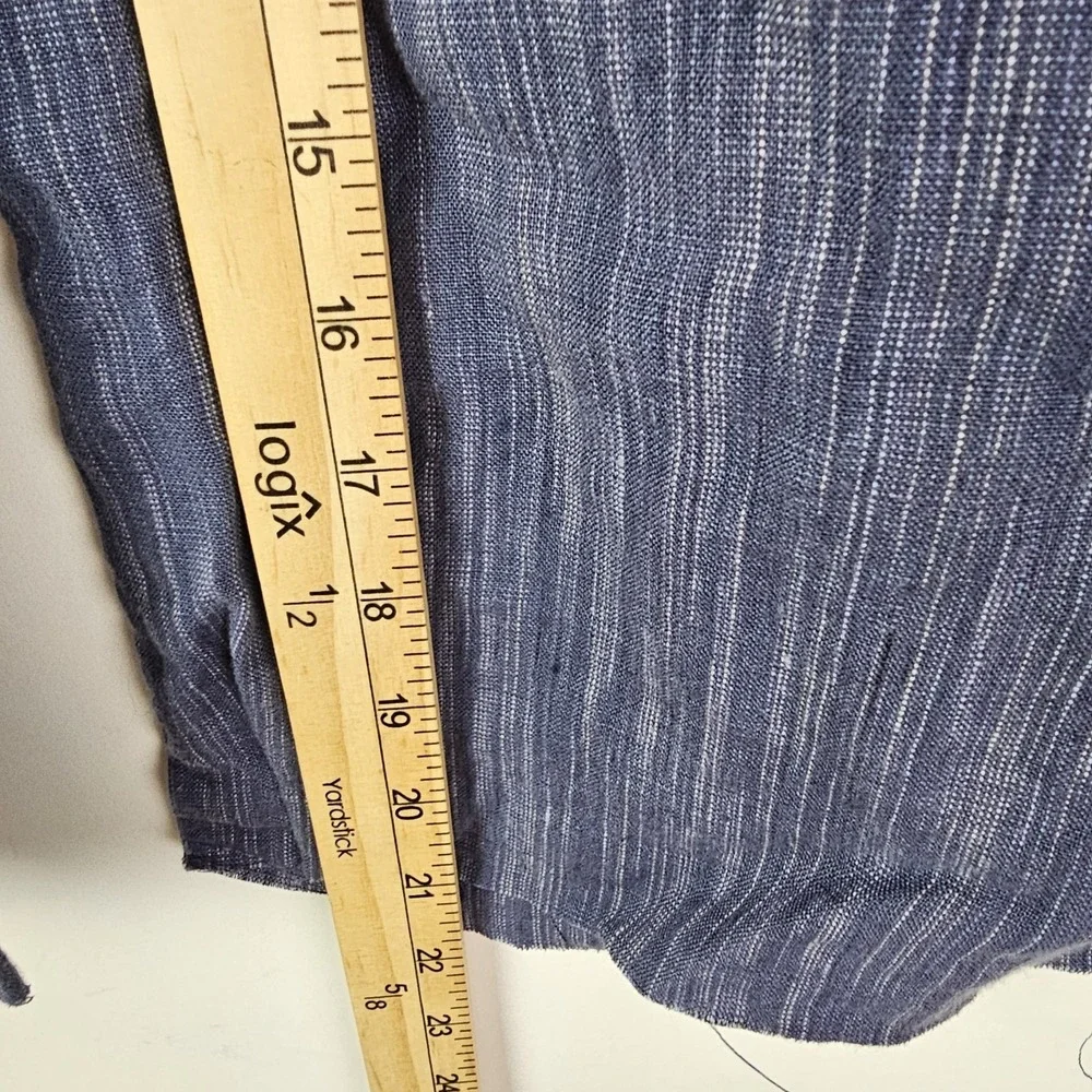 Athleta Women's Size S Retreat Linen Wide Leg Pant Blue 851038 (**Hem Cut Off)